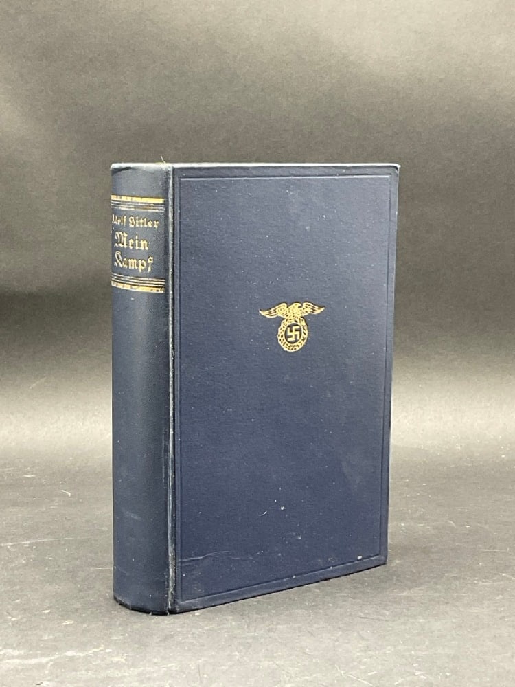 1934 Mein Kamf, Adolf Hitler: 1934 Mein Kamf, Adolf Hitler. German edition. Inscribed. Foxing present. Please see photograph preview.