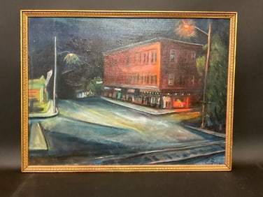 Style of Edward Hopper "Last Chance Saloon" Congers New York Oil Painting