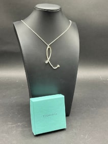 1983 Tiffany & Co. Elsa Peretti Sterling Silver Alphabet "E" Necklace