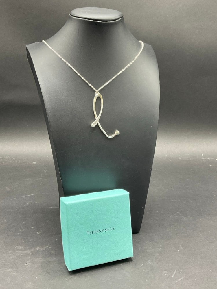 1983 Tiffany & Co. Elsa Peretti Sterling Silver Alphabet "E" Necklace (1 of 4)