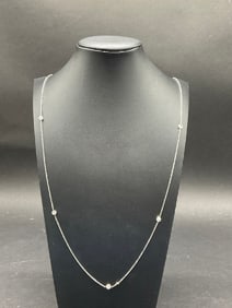 1980's 14K White Gold Long Length Necklace
