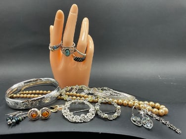Estate Compiled Sterling Silver Jewelry Lot