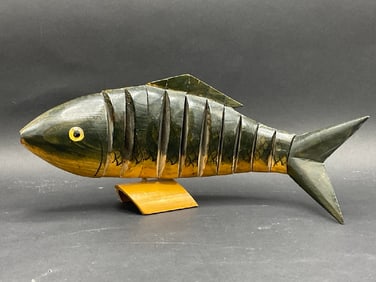 Folk Art Articulated Reticulated Wooden Fish