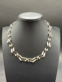 Vintage Sterling Silver & 14K Gold Necklace