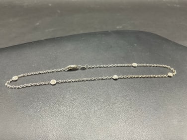 14K White Gold Diamond Anklet
