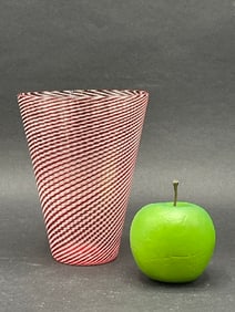 Vintage Murano Red/Pink Vintage Swirl Glass Vase