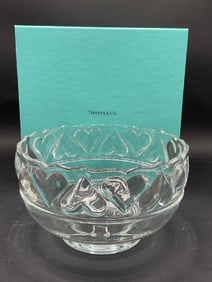 Tiffany &Co. Heart Pattern Crystal Bowl