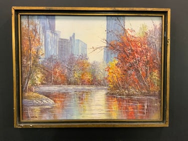 1984 Central Park New York City Landscape Oil Painting