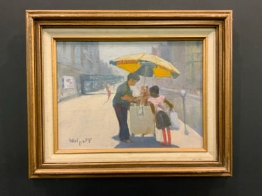 HAROLD WOLPOFF (MA, 1924-2013) Street Hot Dog Cart Harold Wolpoff