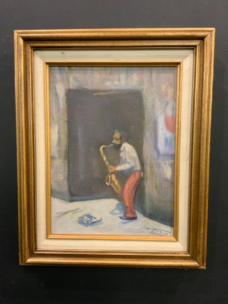 Taffy - Helena Walsh ‘Let Me Entertain You’ Saxophone Street Artist: Taffy - Helena Walsh ‘Let Me Entertain You’ Saxophone Street Artist Painting. Oil on Canvas.Dimensions: 11 1/2” x 8 1/2” and 14” x 16” Framed.