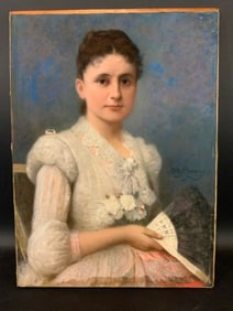 J. Wells Champney (1843 - 1903) Pastel Portrait 1898