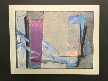 Illegibly Signed 1980s Pastel Abstract