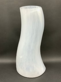 Kosta Boda ‘Catwalk’ Art Glass White Glass Curved Abstract Vase - Kjeli Engman