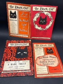 Four (4) The Black Cat Short Stories 1908,1911 and 1913