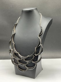 Vintage Antonio Pineda Mexican Taxco Sterling Silver Onyx Necklace