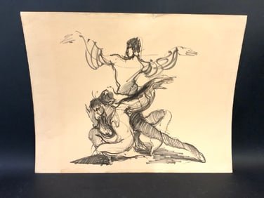 Monique Lancelot (1923 - 1982) Felt Pen Ballerina Drawing