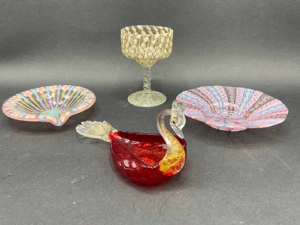 Vintage Murano Glass Lot: Vintage Murano Glass Lot. Dimensions: Lg - 4” x 2 1/2” Sm - 1/2” x 4”
