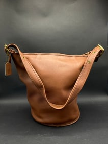 Vintage Coach Brown Leather Large Bucket Bag