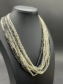 14K Gold Multi Strand Pearl Necklace