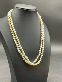 16" 14K Yellow Gold Double Strand Freshwater Pearl Necklace