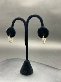 10K White and Yellow Gold Diamond Earrings