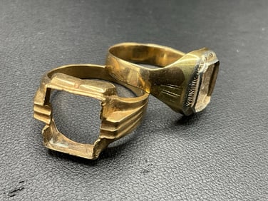 Two (2) Vintage Men's 10K Yellow Gold Ring Settings