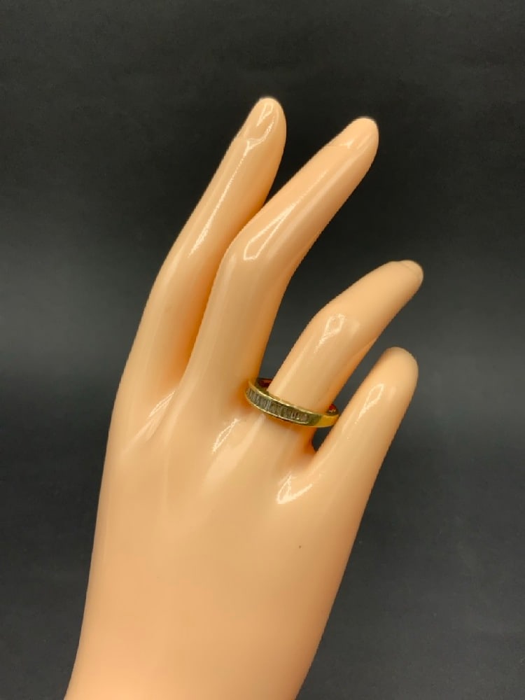 10K Yellow Gold Diamond Baguette Ring: 10K Yellow Gold Diamond Baguette Ring. Size 8. Total weight: 2 grams. Marked 417/10K.