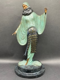 Erte (1892-1990) “An Evening in 1921?? Cold Painted Bronze Sculpture c. 1980