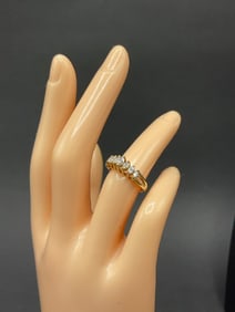 14K Gold Diamond Band with Seven Diamonds