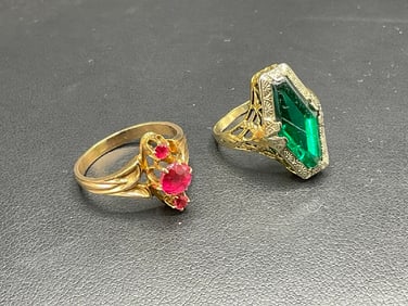 Two (2) 10K Gold Rings with Stones