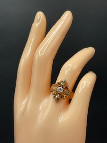 14K Yellow Gold Ring with Diamonds