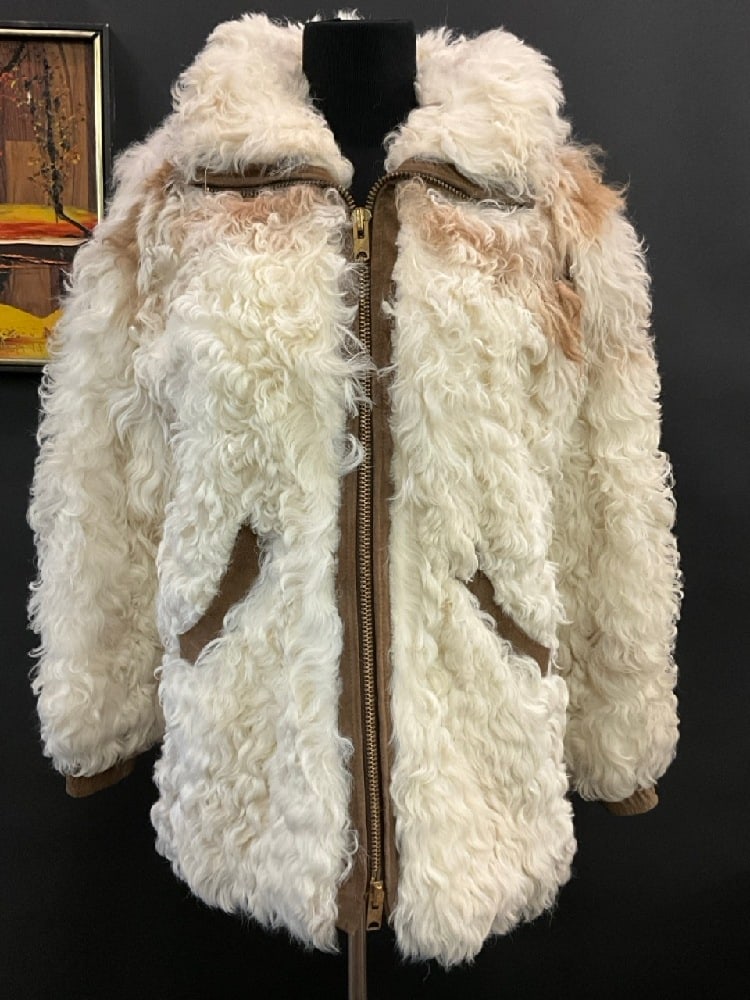 Vintage Curly White Lamb’s Wool Coat (1 of 8)