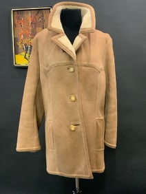 Vintage Shearling Lined Sports & Country Clothes Suede Brown Coat