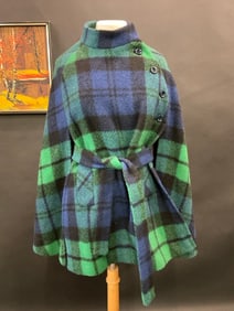 Vintage Hourihan Plaid Wool Cape