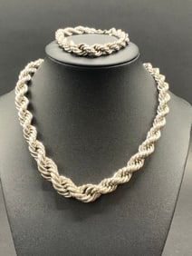Sterling Silver Rope Necklace and Bracelet
