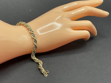14K White and Yellow Gold Rope Chain Bracelet