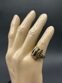 1958 Josten 10K Gold Class Ring with Onyx Stone