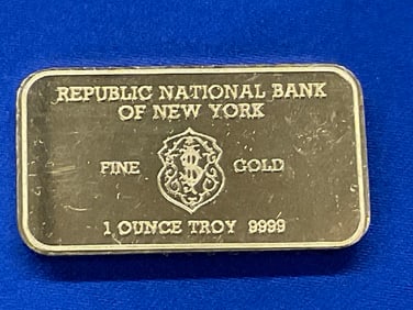 Republic Bank of New York Johnson Mathey 1oz .999 Gold Bar.