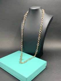 Tiffany and Company Sterling Silver and 18K Gold Interlocking Hoop Necklace