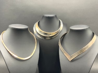 Three (3) Sterling Silver Choker Style Necklaces