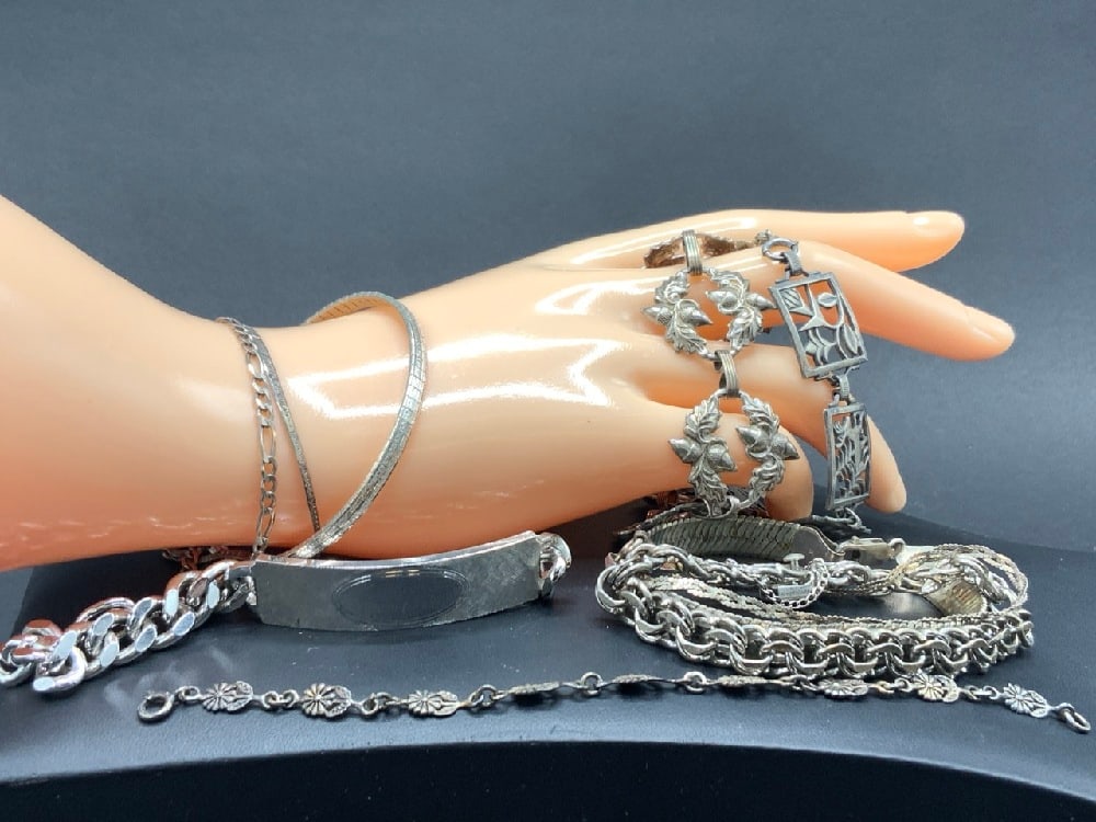Large Grouping of Sterling Silver Bracelets (1 of 6)