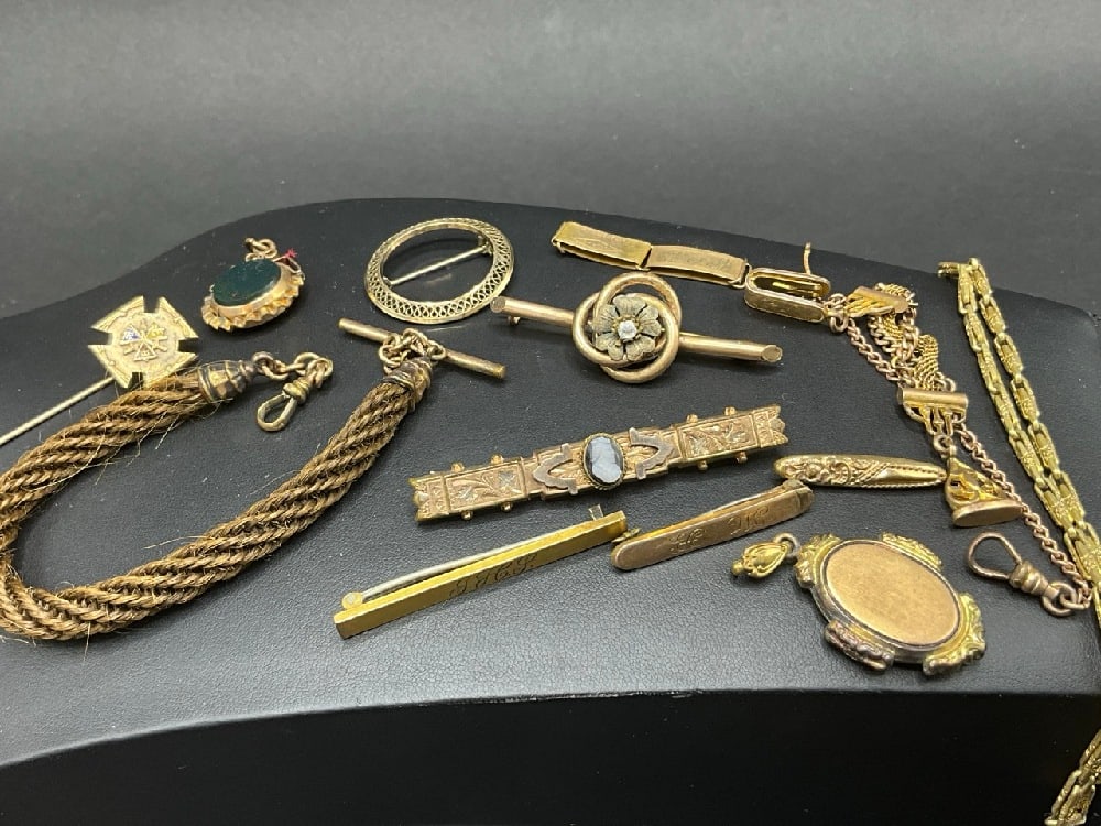 Victorian Compiled Jewelry with Human Hair Bracelet (1 of 7)