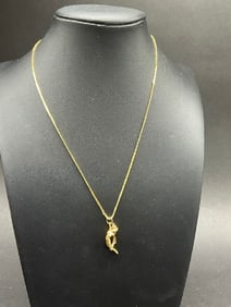 14K Yellow Gold Nude Pendant and Necklace