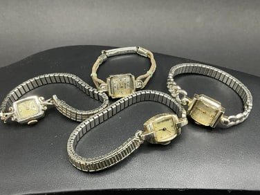 Four (4) 14K White Gold Lady’s Wrist Watches