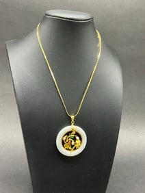 17.5 grams 14K /585 jade Pendant and 14K Chain
