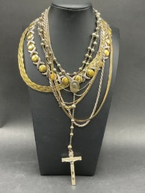 Sterling Silver Necklace Lot and Rosary