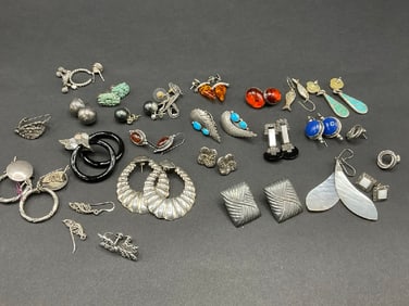Compiled Sterling Silver Earrings Lot