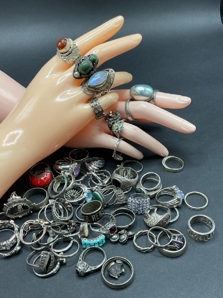 Large Group of Estate Sterling Silver Rings (1 of 6)