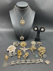 Compiled Sterling and 800 Silver Jewelry Group