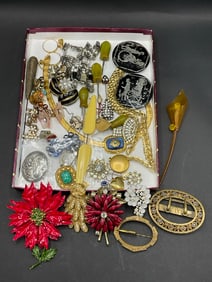 Compiled Lot of Vintage Jewelry- Bakelite, Trifari, Monet, E.N & Co, Lisner, Coro, B.S.K